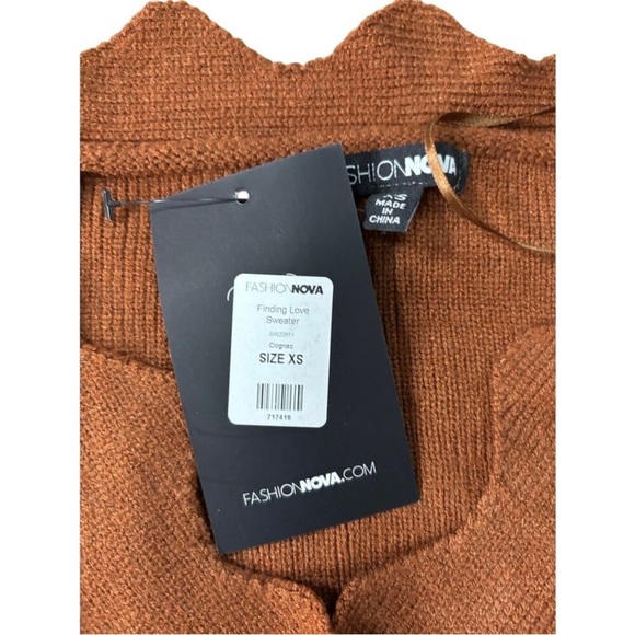 Fashion Nova Warm Brown Off-Shoulder Sweater - Picture 4 of 4